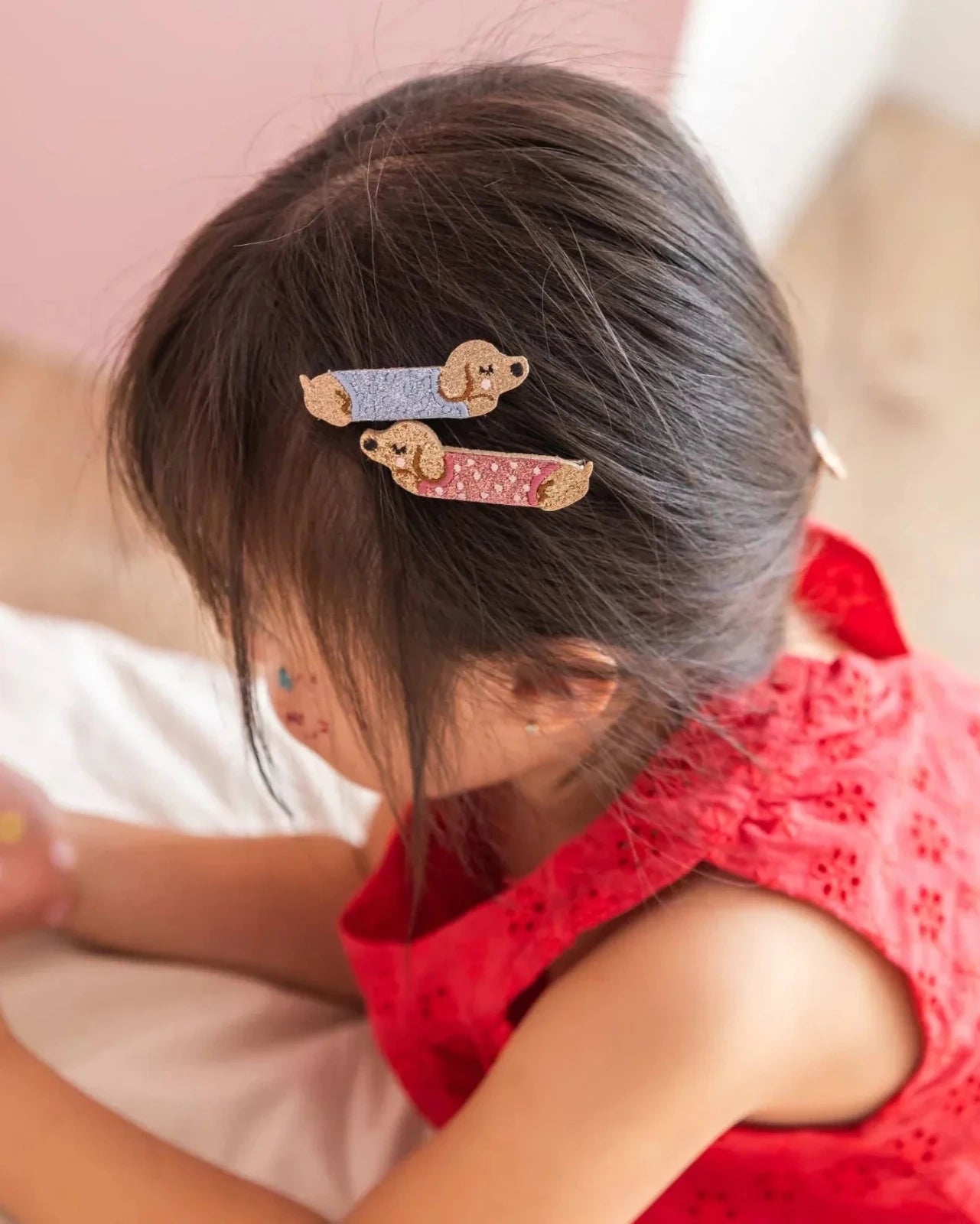 Luciole et Petit Pois - DACHSHUND Mini - Haarspangen (2er - Set) - ROSA ECK
