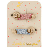 Luciole et Petit Pois - DACHSHUND Mini - Haarspangen (2er - Set) - ROSA ECK