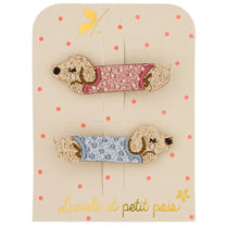 Luciole et Petit Pois - DACHSHUND Mini - Haarspangen (2er - Set) - ROSA ECK