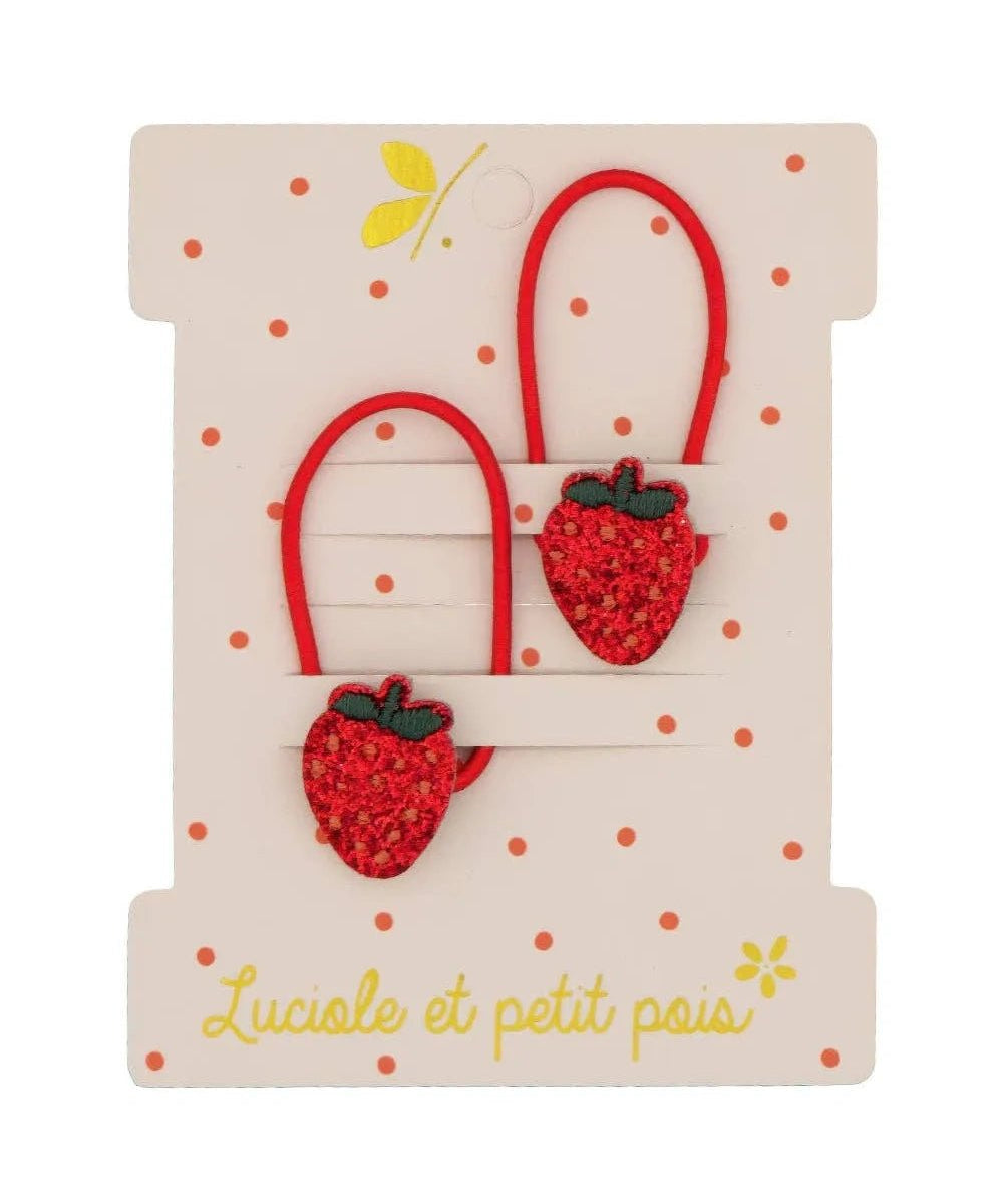 Luciole et Petit Pois - ERDBEERE Mini - Haargummis (2er - Set) - ROSA ECK