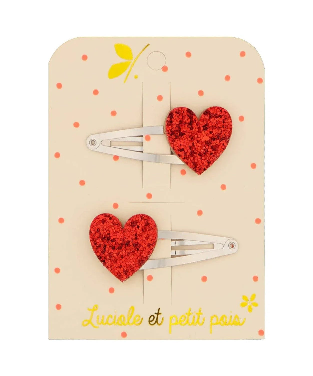 Luciole et Petit Pois - HERZ Mini - Haarspangen (2er - Set) - ROSA ECK