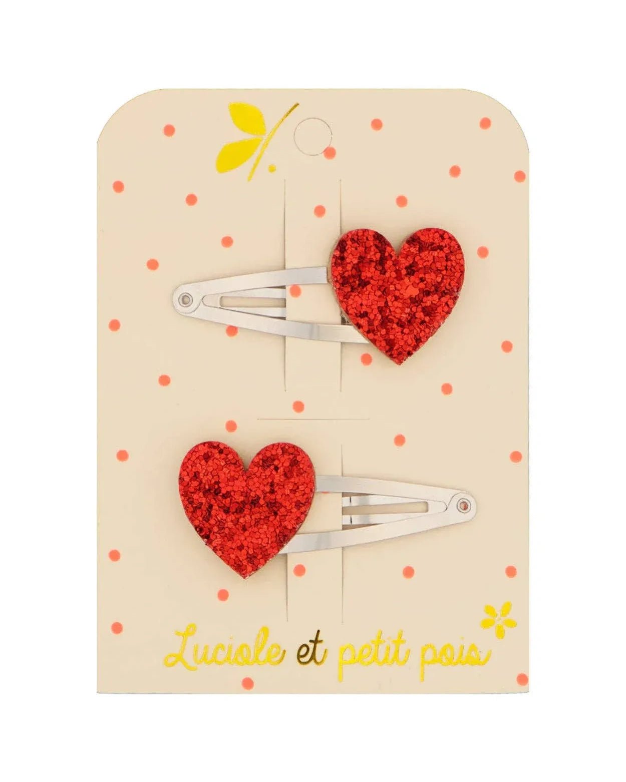 Luciole et Petit Pois - HERZ Mini - Haarspangen (2er - Set) - ROSA ECK