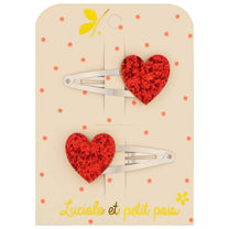 Luciole et Petit Pois - HERZ Mini - Haarspangen (2er - Set) - ROSA ECK