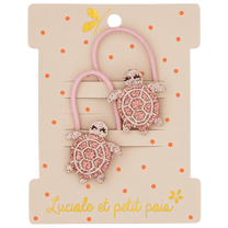 Luciole et Petit Pois - LULU THE TURTLE Mini-Haargummis (2er-Set) - ROSA ECK