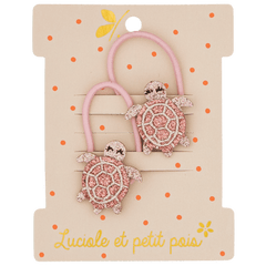 Luciole et Petit Pois - LULU THE TURTLE Mini-Haargummis (2er-Set) - ROSA ECK