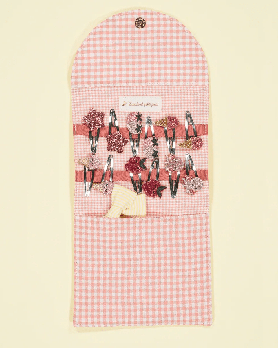 Luciole et Petit Pois - STRAWBIE THE STRAWBERRIES Mini - Haarspangen (2er - Set) - ROSA ECK