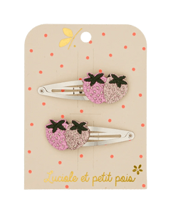 Luciole et Petit Pois - STRAWBIE THE STRAWBERRIES Mini - Haarspangen (2er - Set) - ROSA ECK