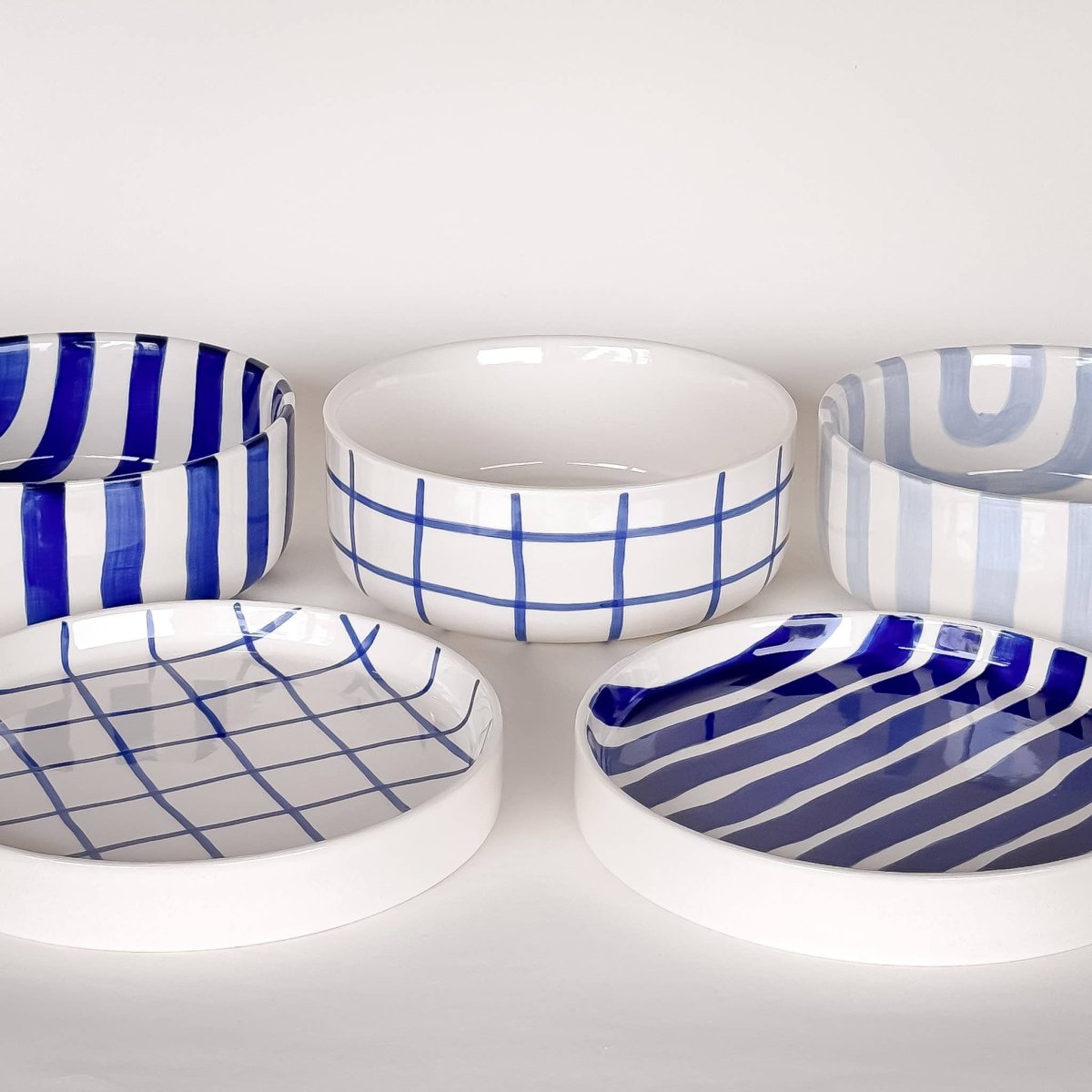 Magazin Minori - GRID Schale mit Linienraster • mare blue - Schüssel - ROSA ECK Concept Store