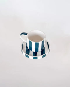 Magazin Minori - STRIPES Espressotasse mit Untersetzer • gentle green - ROSA ECK Concept Store