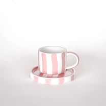 Magazin Minori - STRIPES Espressotasse mit Untersetzer • incanto rose - ROSA ECK Concept Store
