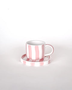 Magazin Minori - STRIPES Espressotasse mit Untersetzer • incanto rose - ROSA ECK Concept Store