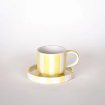 Magazin Minori - STRIPES Espressotasse mit Untersetzer • spiaggia yellow - ROSA ECK Concept Store