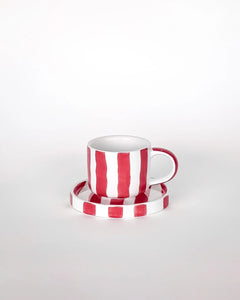 Magazin Minori - STRIPES Espressotasse mit Untersetzer • tramonto red - ROSA ECK Concept Store