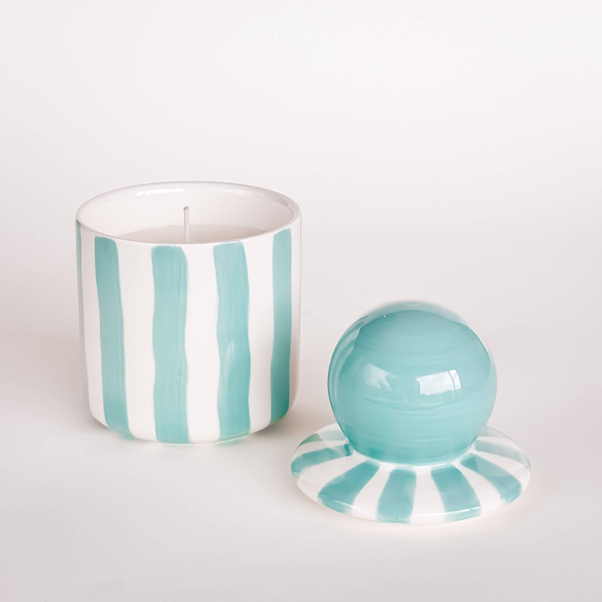 Magazin Minori - STRIPES Kerze im Keramikgefäß • Amalfi Mint - ROSA ECK