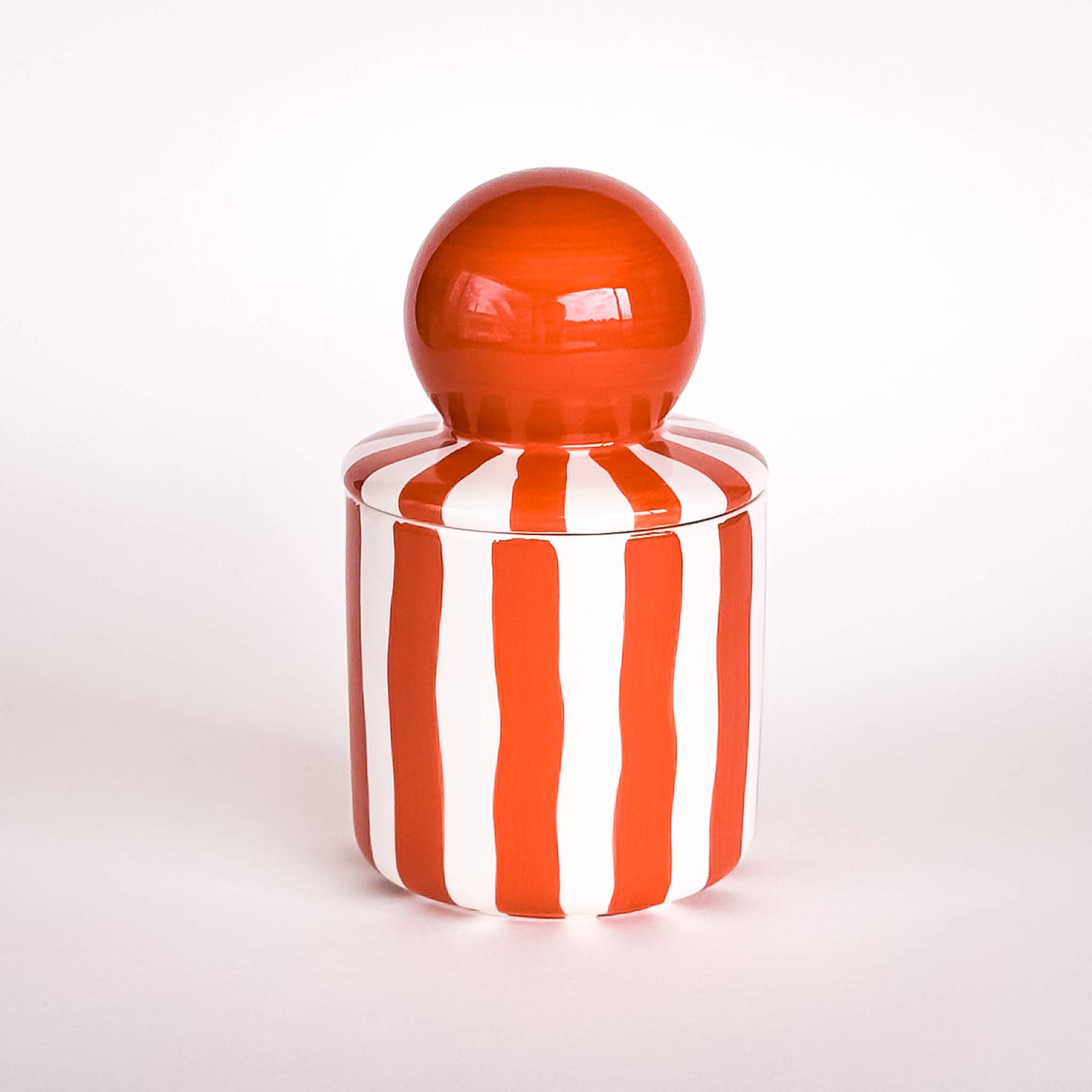 Magazin Minori - STRIPES Kerze im Keramikgefäß • Cotto Orange - ROSA ECK