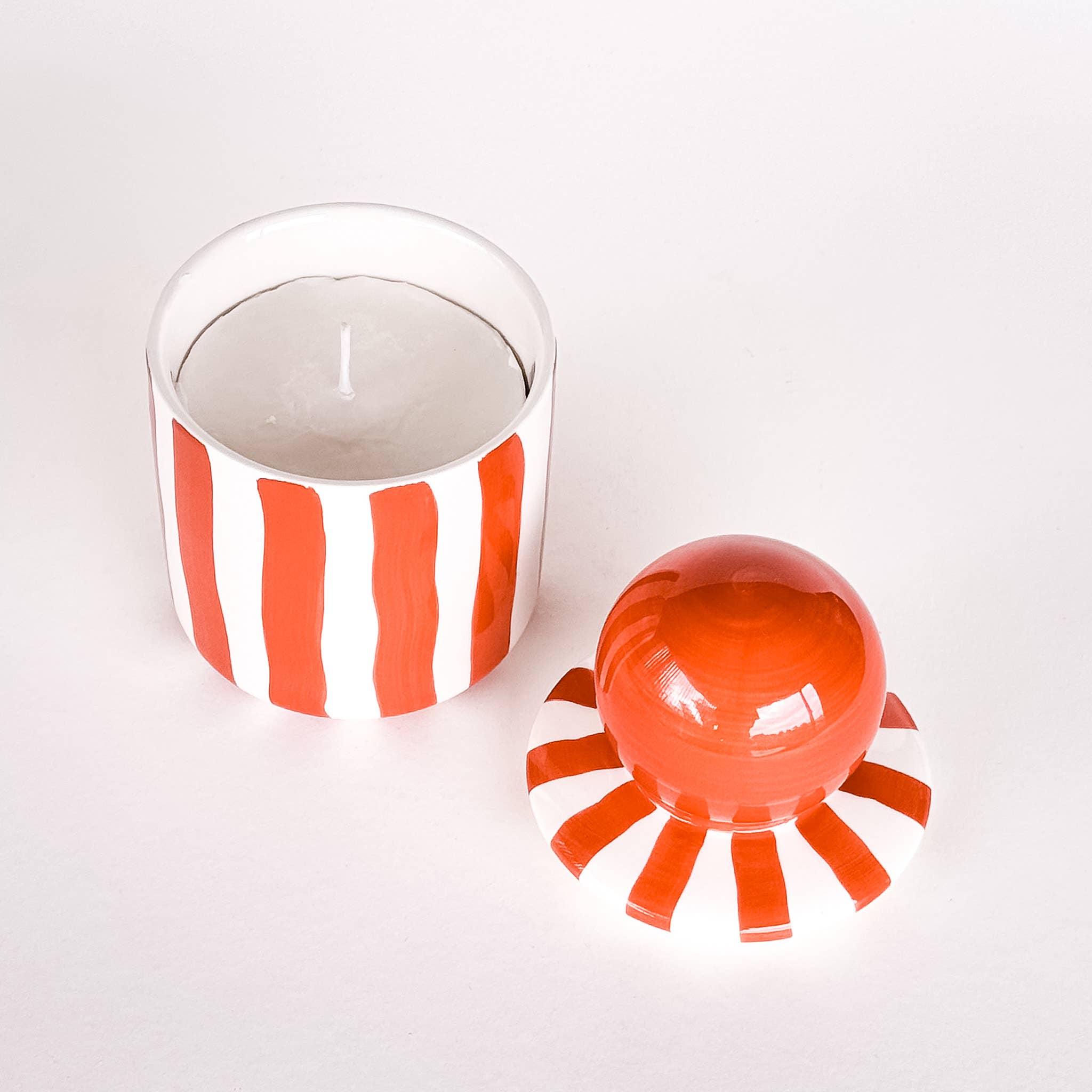 Magazin Minori - STRIPES Kerze im Keramikgefäß • Cotto Orange - ROSA ECK