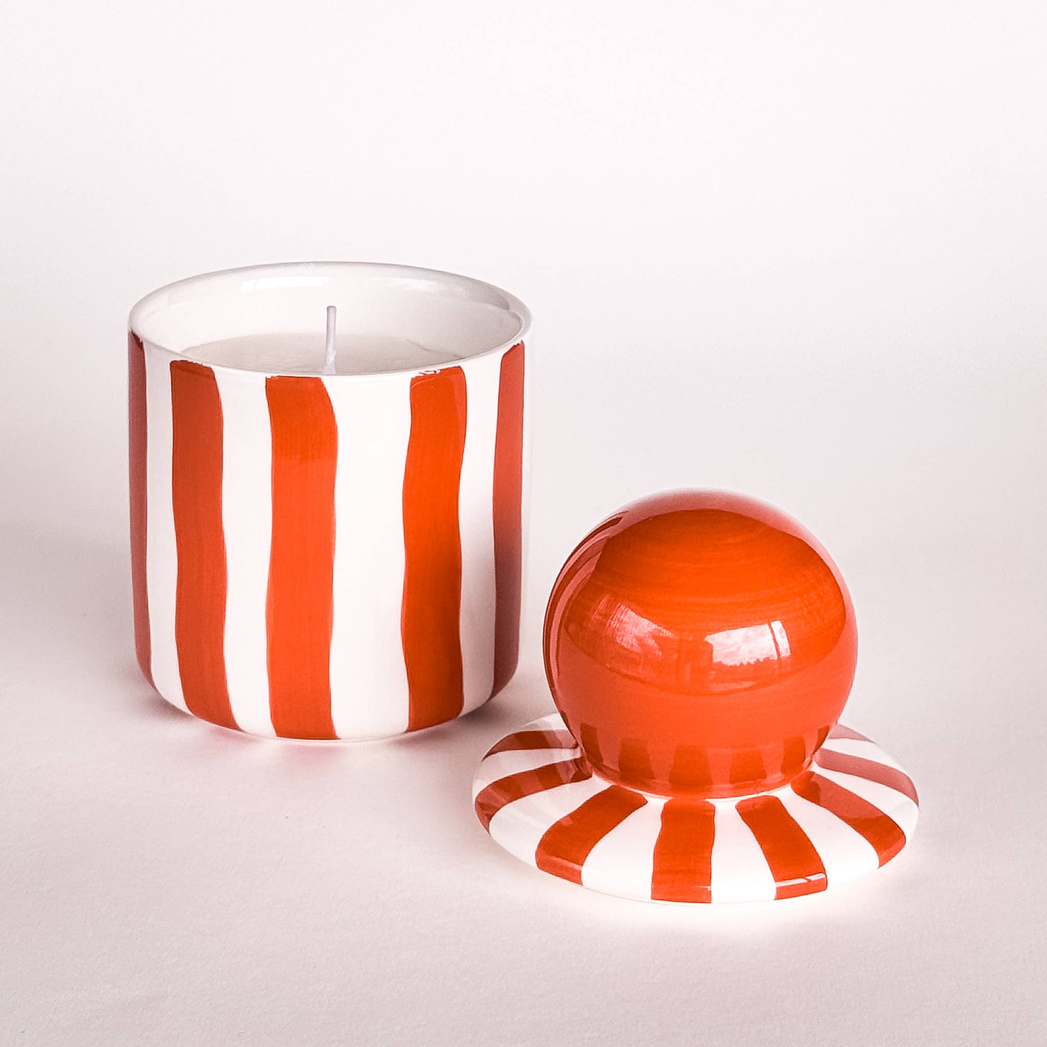 Magazin Minori - STRIPES Kerze im Keramikgefäß • Cotto Orange - ROSA ECK