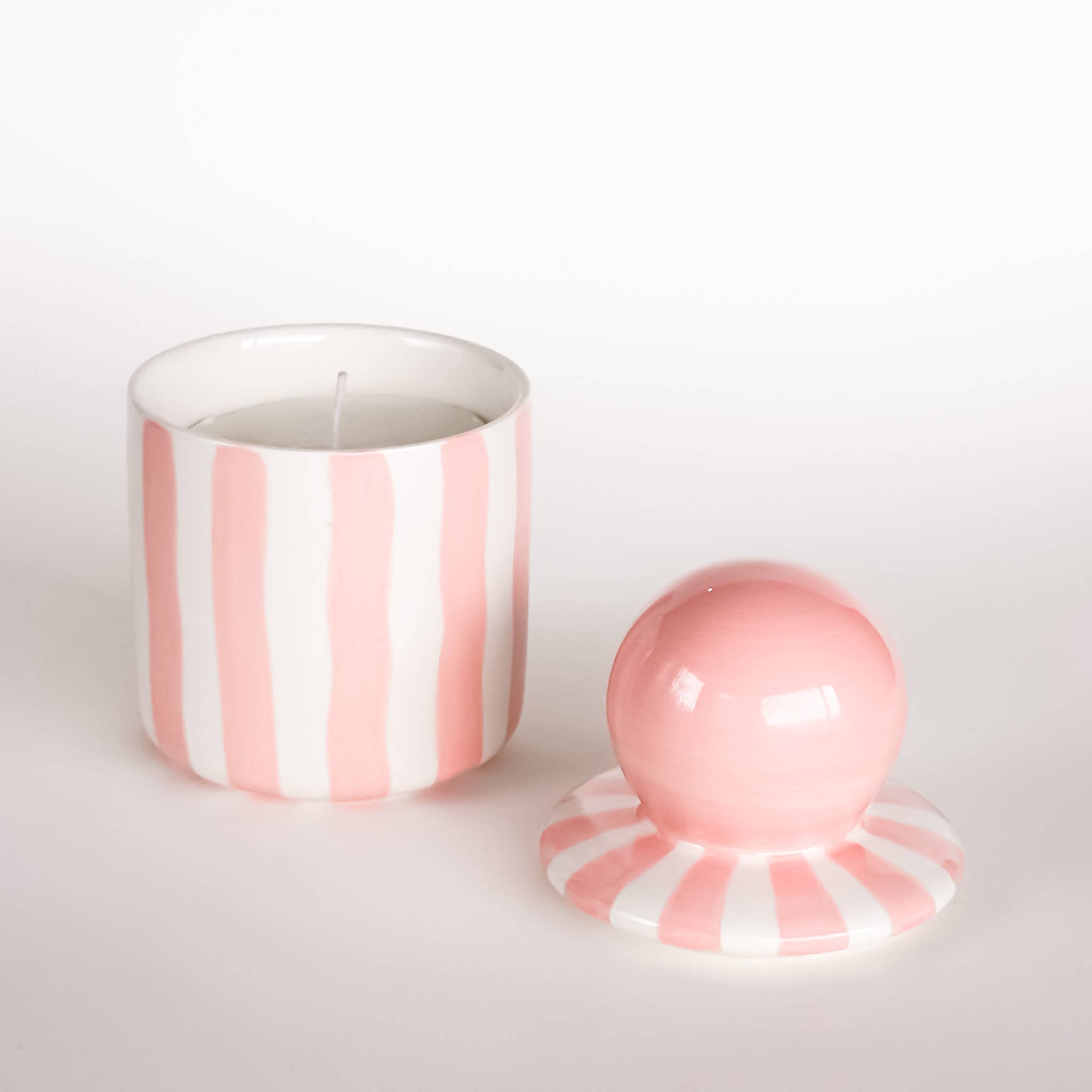 Magazin Minori - STRIPES Kerze im Keramikgefäß • incanto rose - ROSA ECK