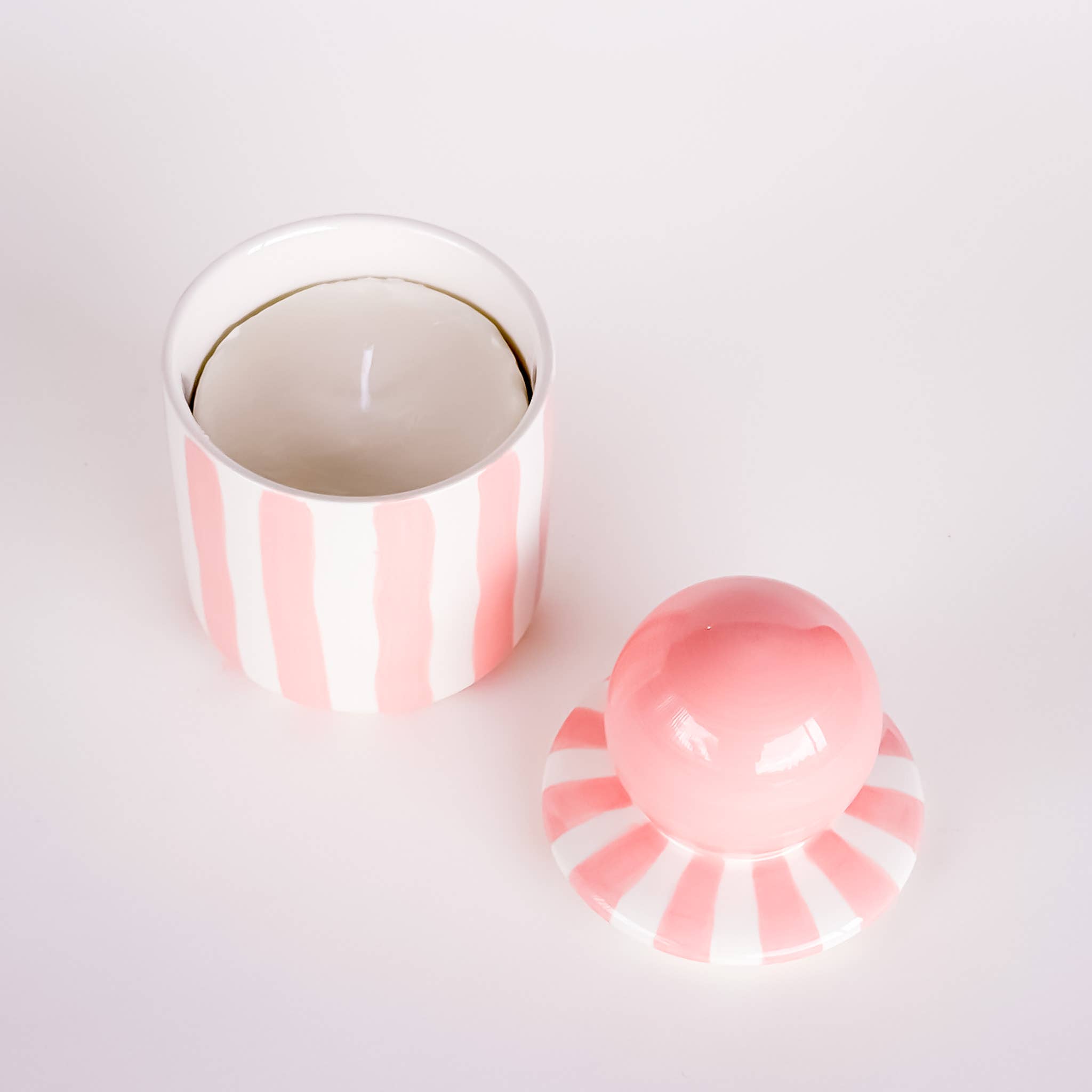 Magazin Minori - STRIPES Kerze im Keramikgefäß • incanto rose - ROSA ECK