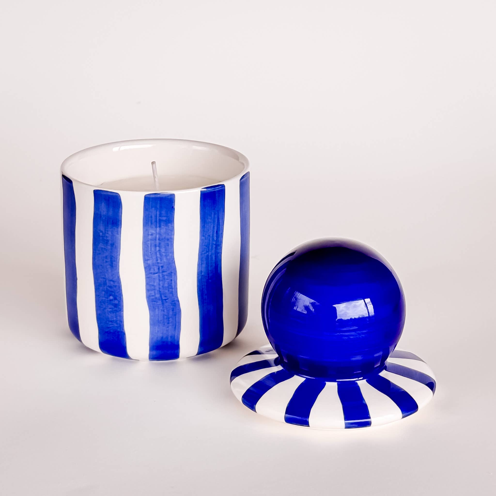 Magazin Minori - STRIPES Kerze im Keramikgefäß • mare blue - ROSA ECK