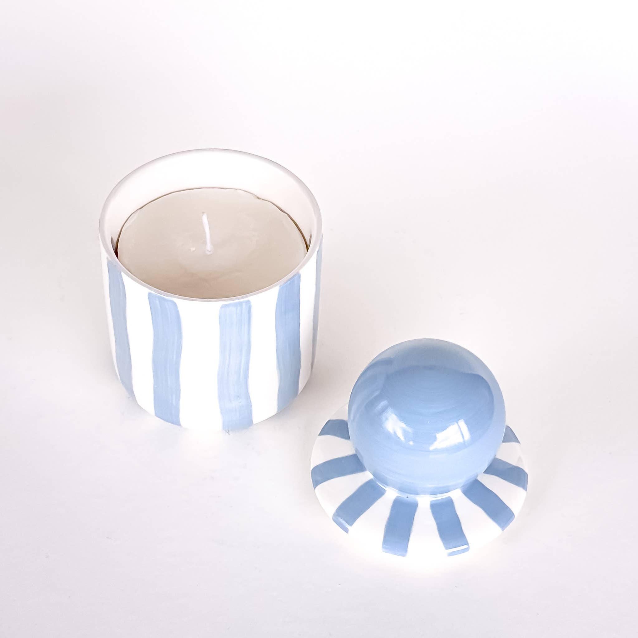 Magazin Minori - STRIPES Kerze im Keramikgefäß • morning azzurro - ROSA ECK