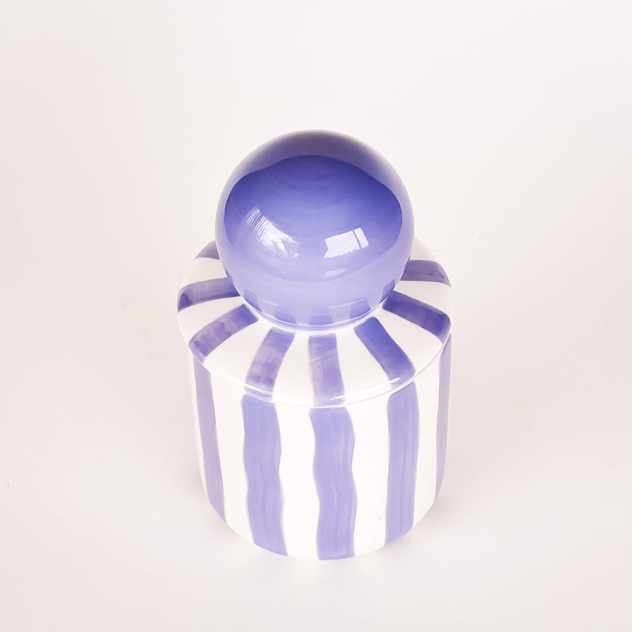 Magazin Minori - STRIPES Kerze im Keramikgefäß • Palazzo Purple - ROSA ECK