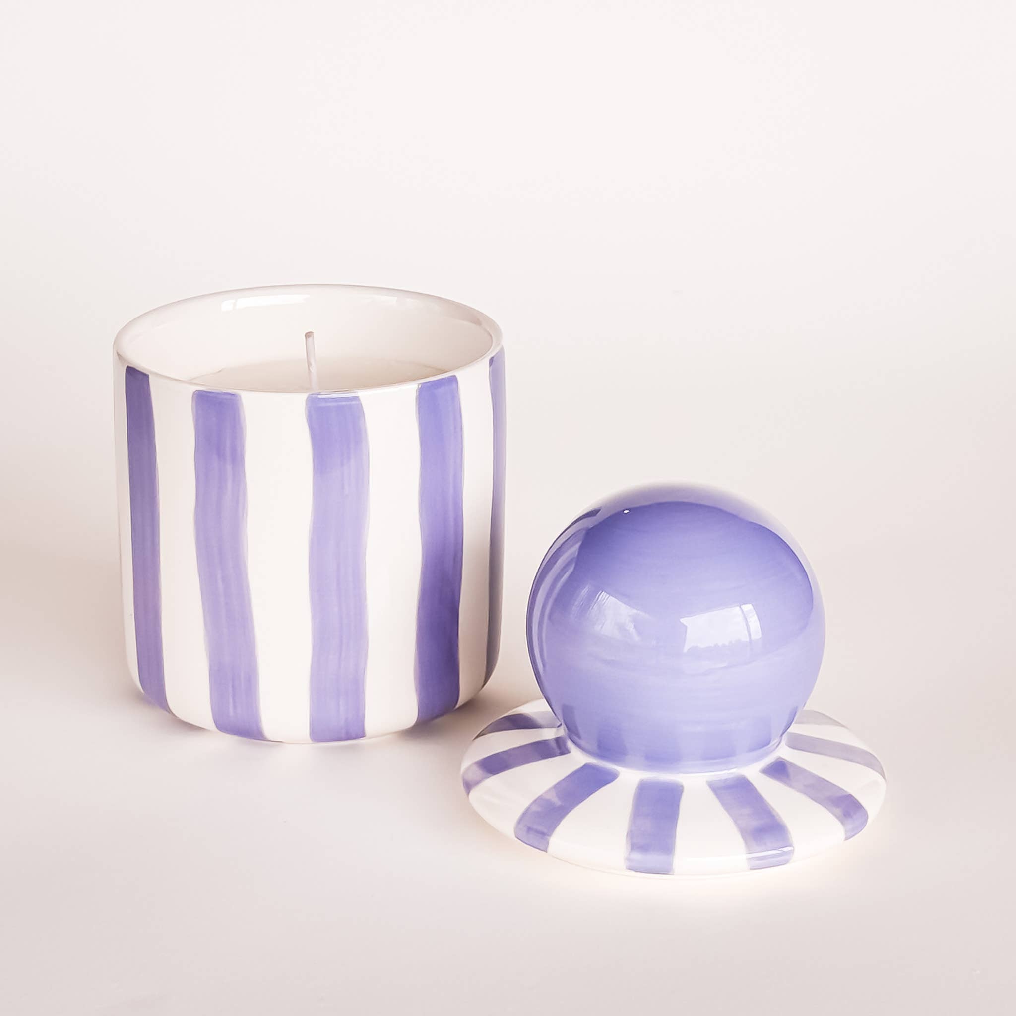 Magazin Minori - STRIPES Kerze im Keramikgefäß • Palazzo Purple - ROSA ECK