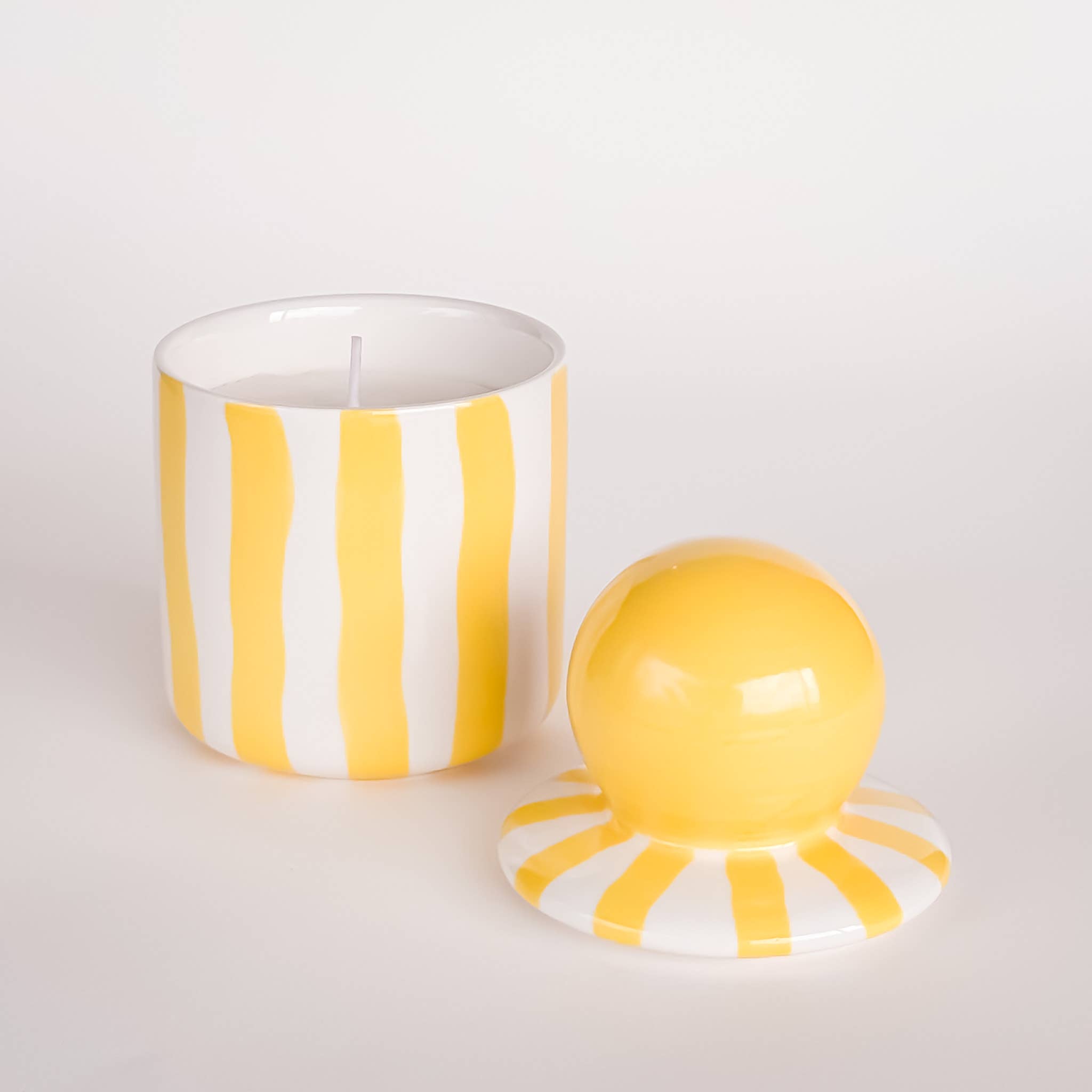 Magazin Minori - STRIPES Kerze im Keramikgefäß • spiaggia yellow - ROSA ECK