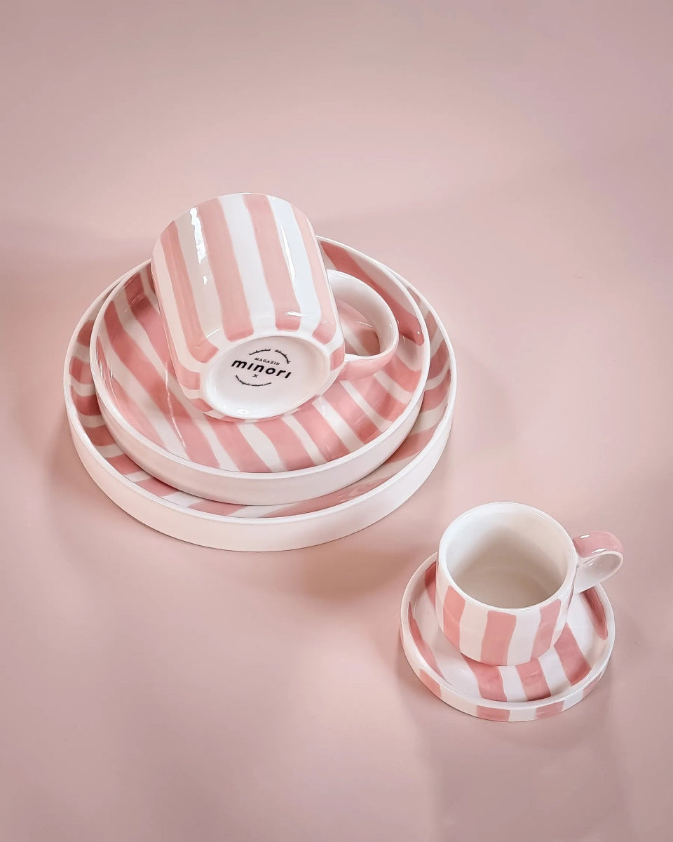 Magazin Minori - STRIPES Tasse (300 ml) • incanto rose - Kaffee - und Teetasse - ROSA ECK Concept Store