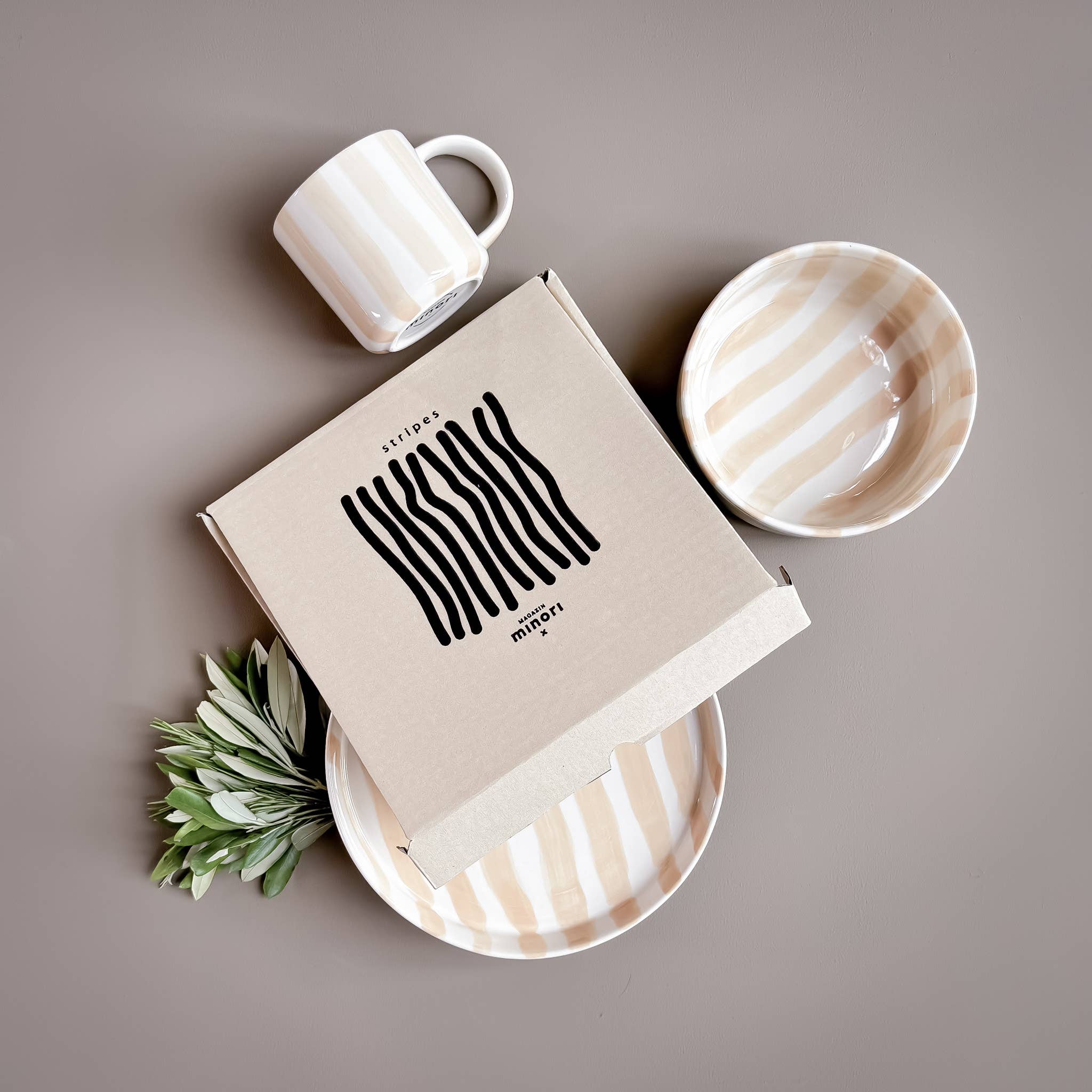 Magazin Minori - STRIPES Teller | boho beige - ROSA ECK - Beige, ,