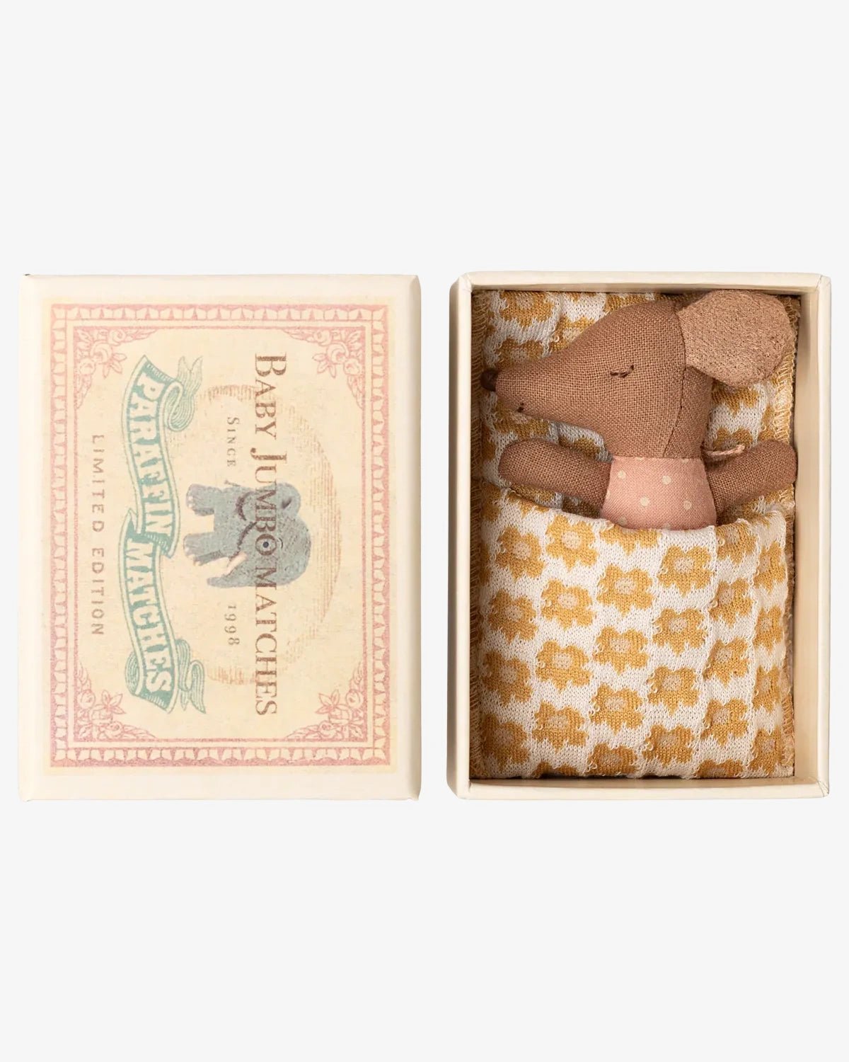 Maileg - Schläfrige Babymaus in Matchbox • Rose - ROSA ECK