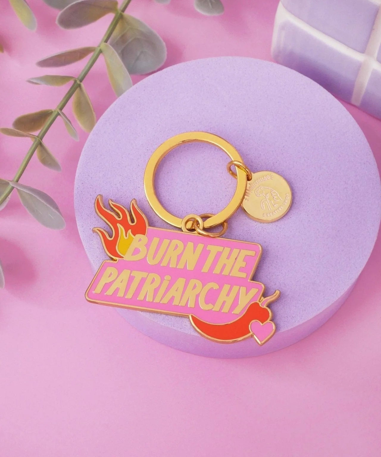 MALICIEUSE - BURN THE PATRIARCHY Schlüsselanhänger - ROSA ECK