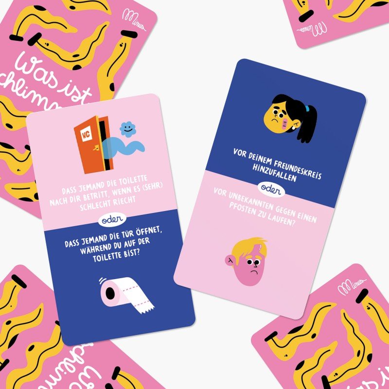 Minus éditions - WAS IST SCHLIMMER? Fragespiel - ROSA ECK - 5 Minuten nur für uns, Karten,