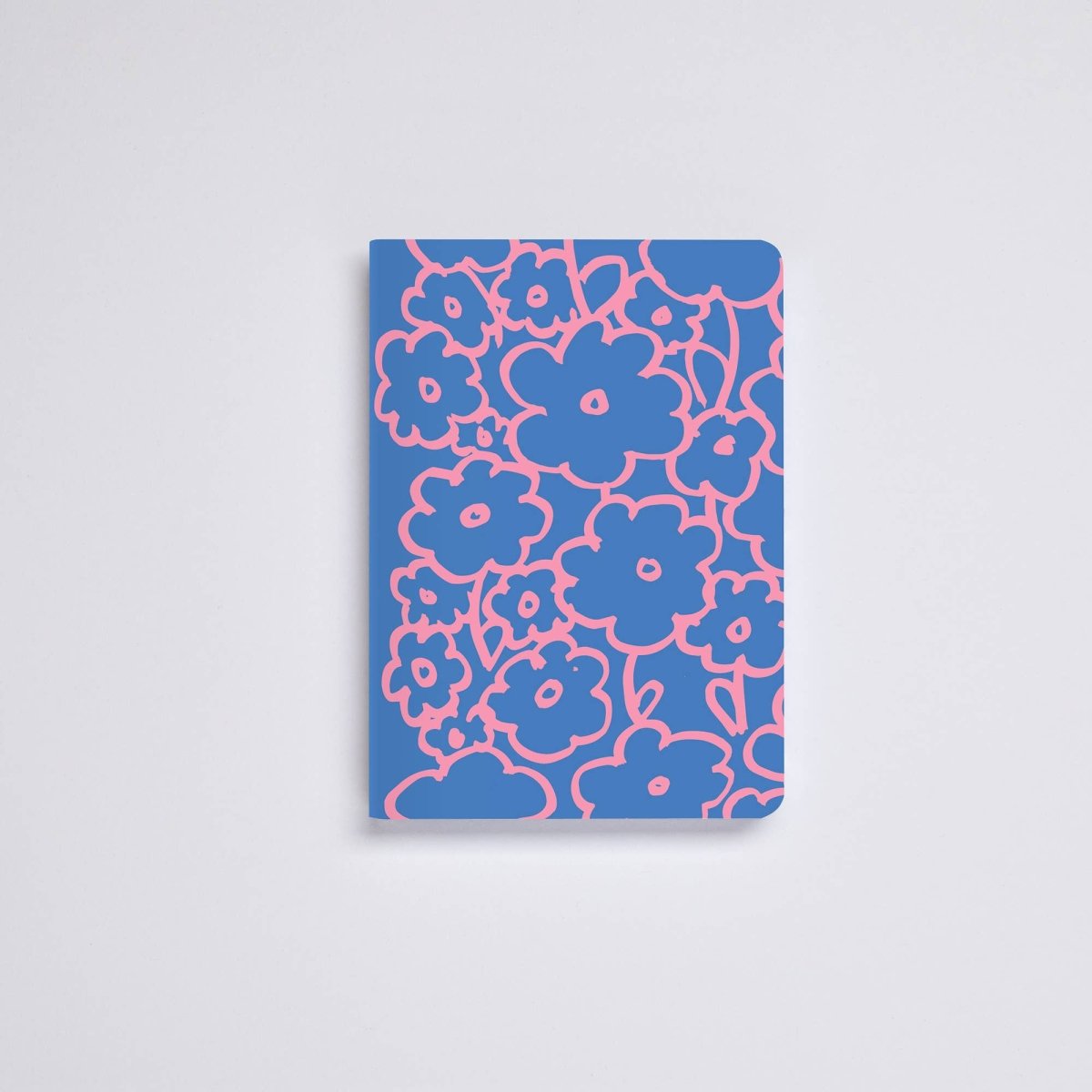 nuuna - GRAPHIC Notizbuch (A6+) Flower Power - ROSA ECK - Blau, Rosa, S