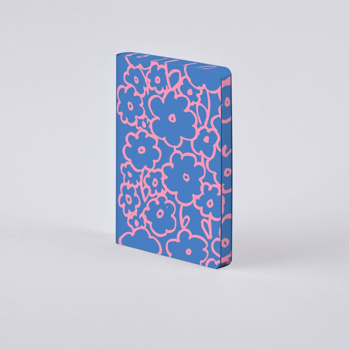 nuuna - GRAPHIC Notizbuch (A6+) Flower Power - ROSA ECK - Blau, Rosa, S