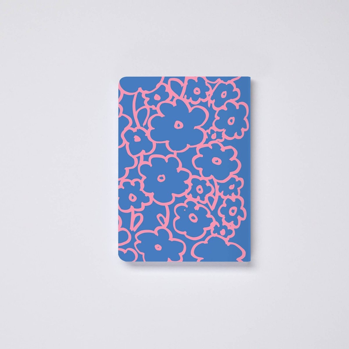 nuuna - GRAPHIC Notizbuch (A6+) Flower Power - ROSA ECK - Blau, Rosa, S