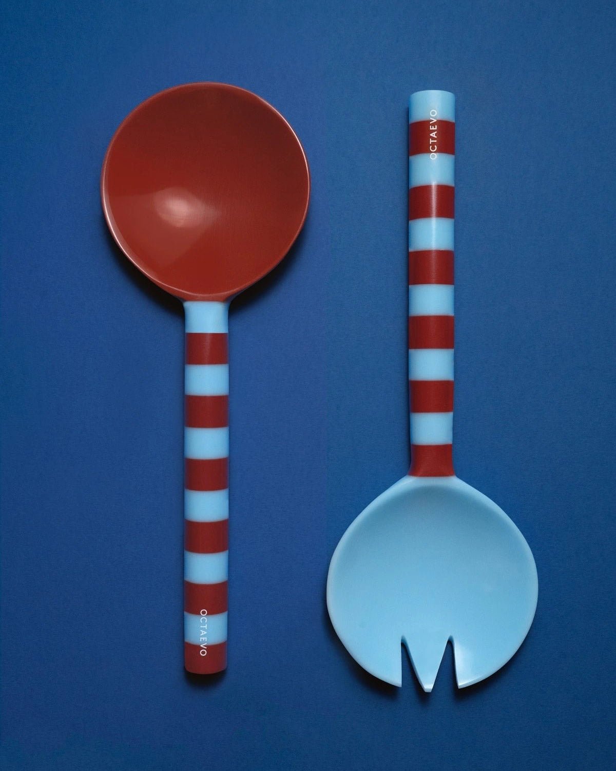 Octaevo - MEDITERRANEO Salatbesteck (2er-Set) • Bordeaux/Blau - ROSA ECK