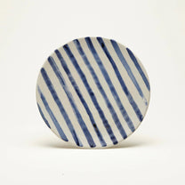 onomao - KLASSIK Kleiner Teller (⌀ 21 cm) Blau - Weiß - Gestreift - ROSA ECK - Blau, Klein, Streifen