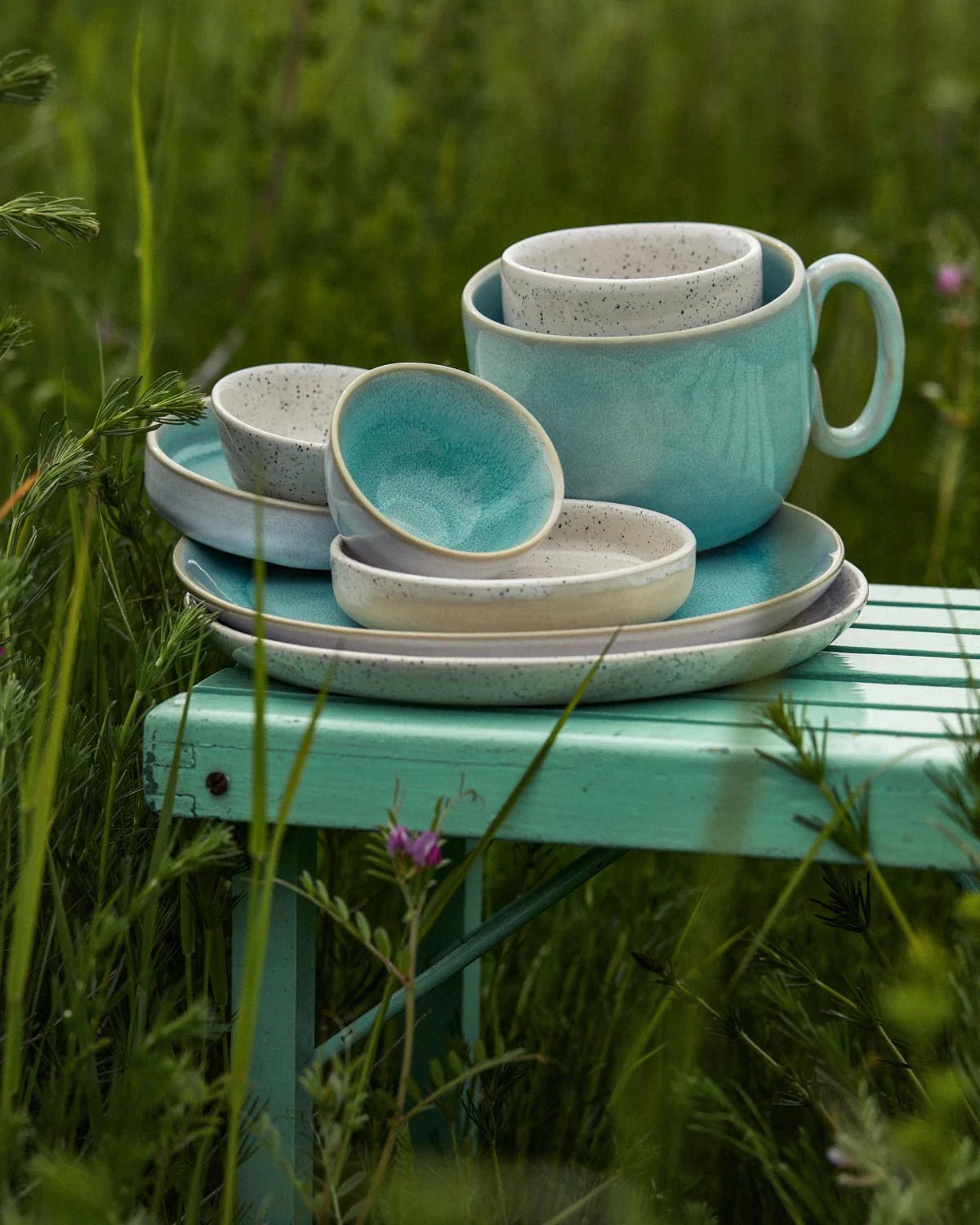 onomao - TRADITIONELL Große Tasse (550 ml) Türkis - ROSA ECK - Türkis, ,