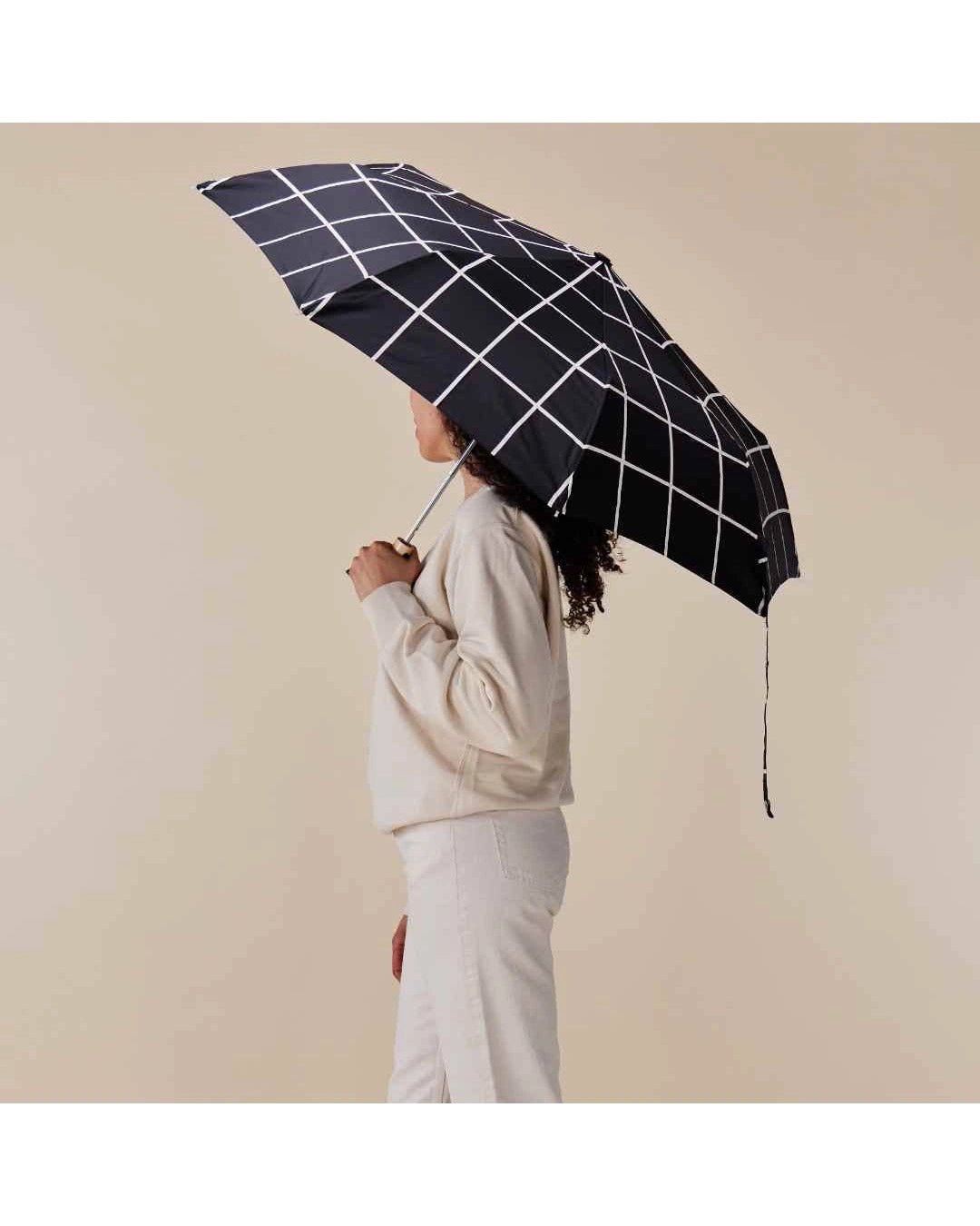 Original Duckhead - Regenschirm mit Entenkopf • Black Grid - ROSA ECK