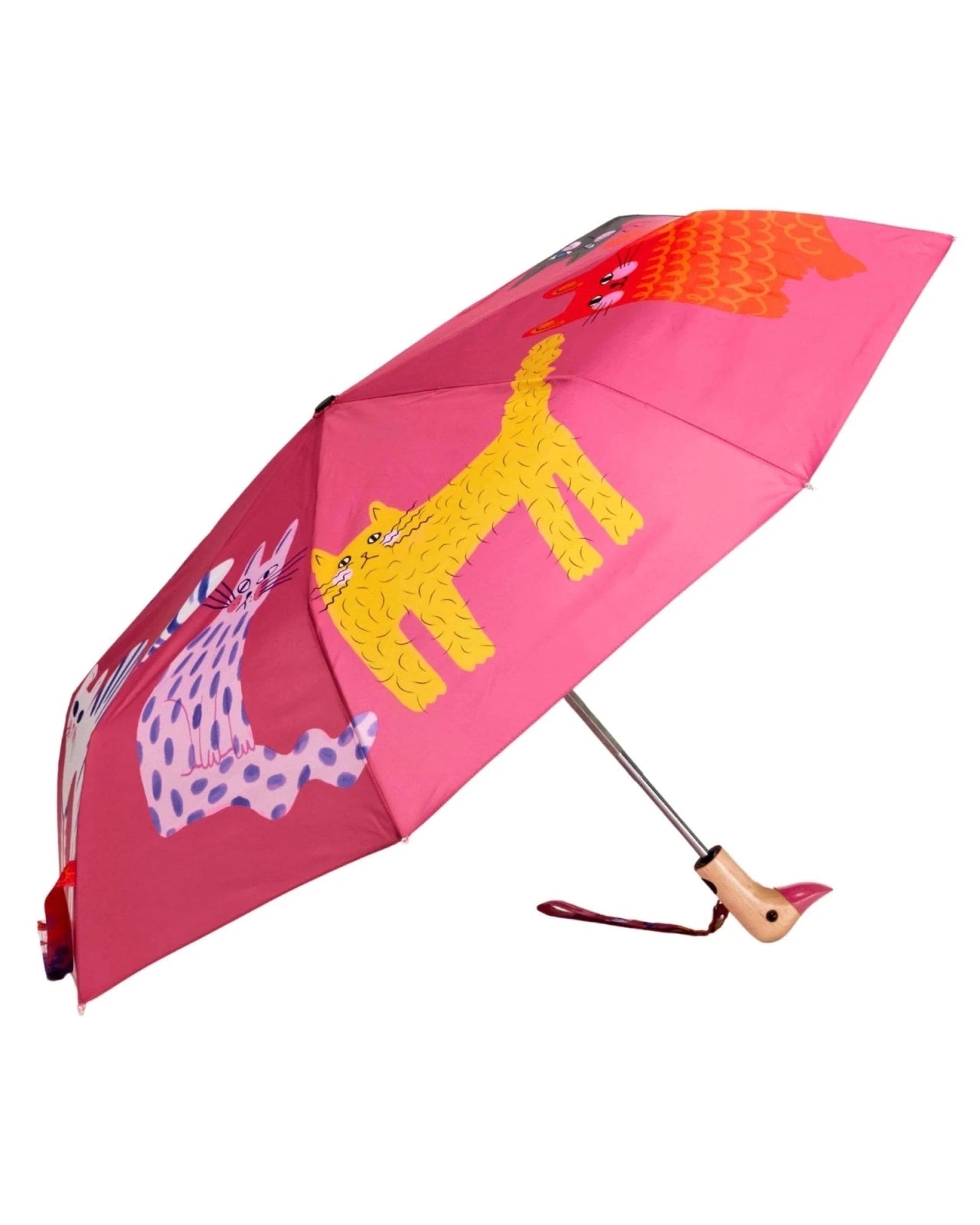 Original Duckhead - Regenschirm mit Entenkopf • Fuchsia Arty Cats - ROSA ECK