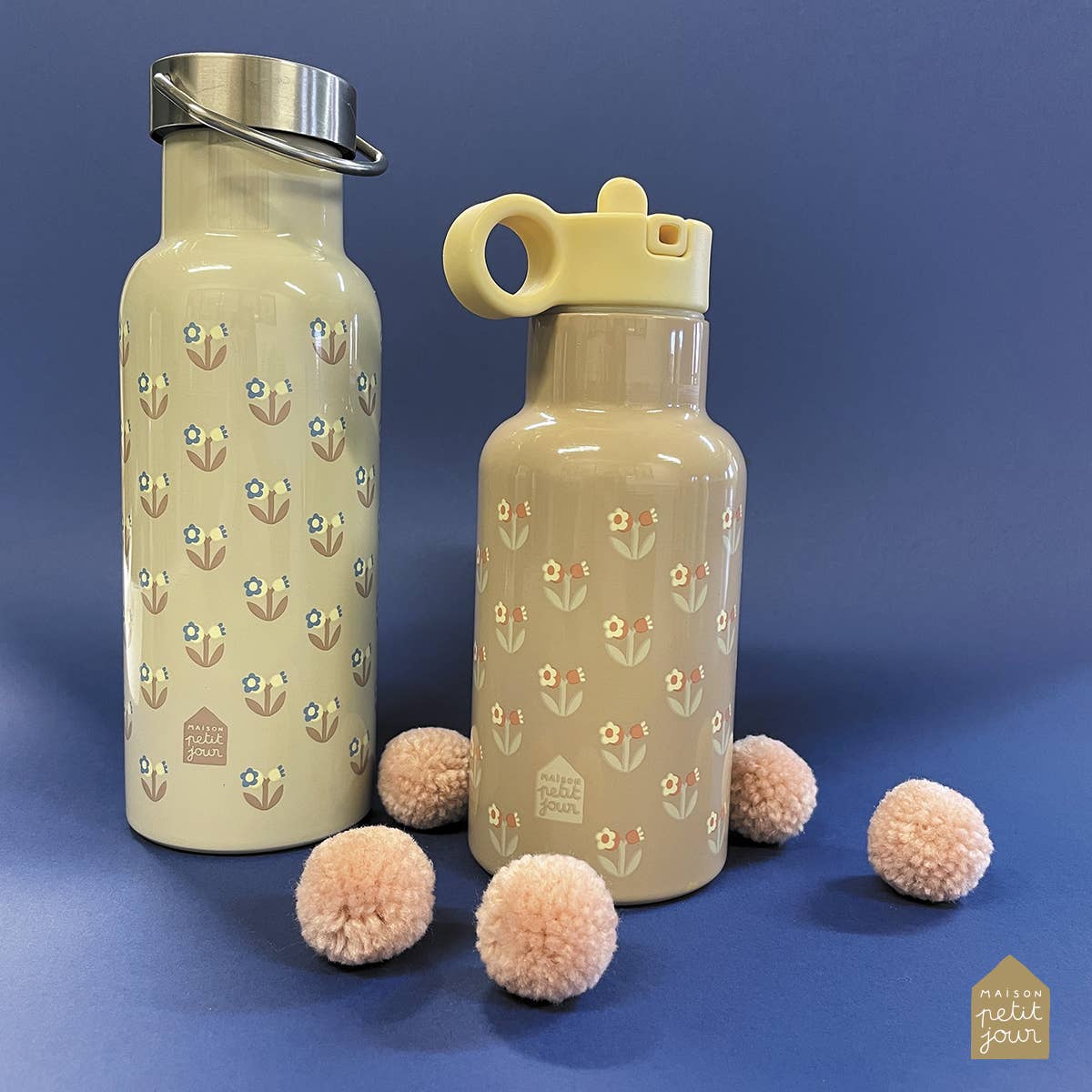 Petit Jour Paris - Kinder-Trinkflasche aus Edelstahl (350 ml) • Blümchen, Lila - ROSA ECK