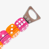 PONE - Schlüsselanhänger mit 5 Würfeln • Pink/Orange (ROSA ECK Edition) - ROSA ECK