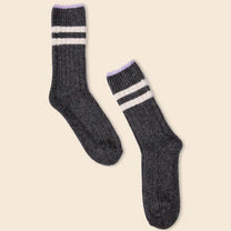 popeia - Dicke Stricksocken aus Wolle • Grau mit Streifen - Socken - ROSA ECK