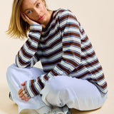 Gestreiftes Langarmshirt in Braun und Hellblau – Ansicht 2