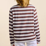 Gestreiftes Langarmshirt in Braun und Hellblau – Ansicht 4