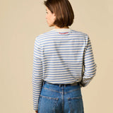 popeia - Langarmshirt Gestreift aus Bio - Baumwolle | Eisblau/Off - White - Langarmshirt - ROSA ECK Concept Store