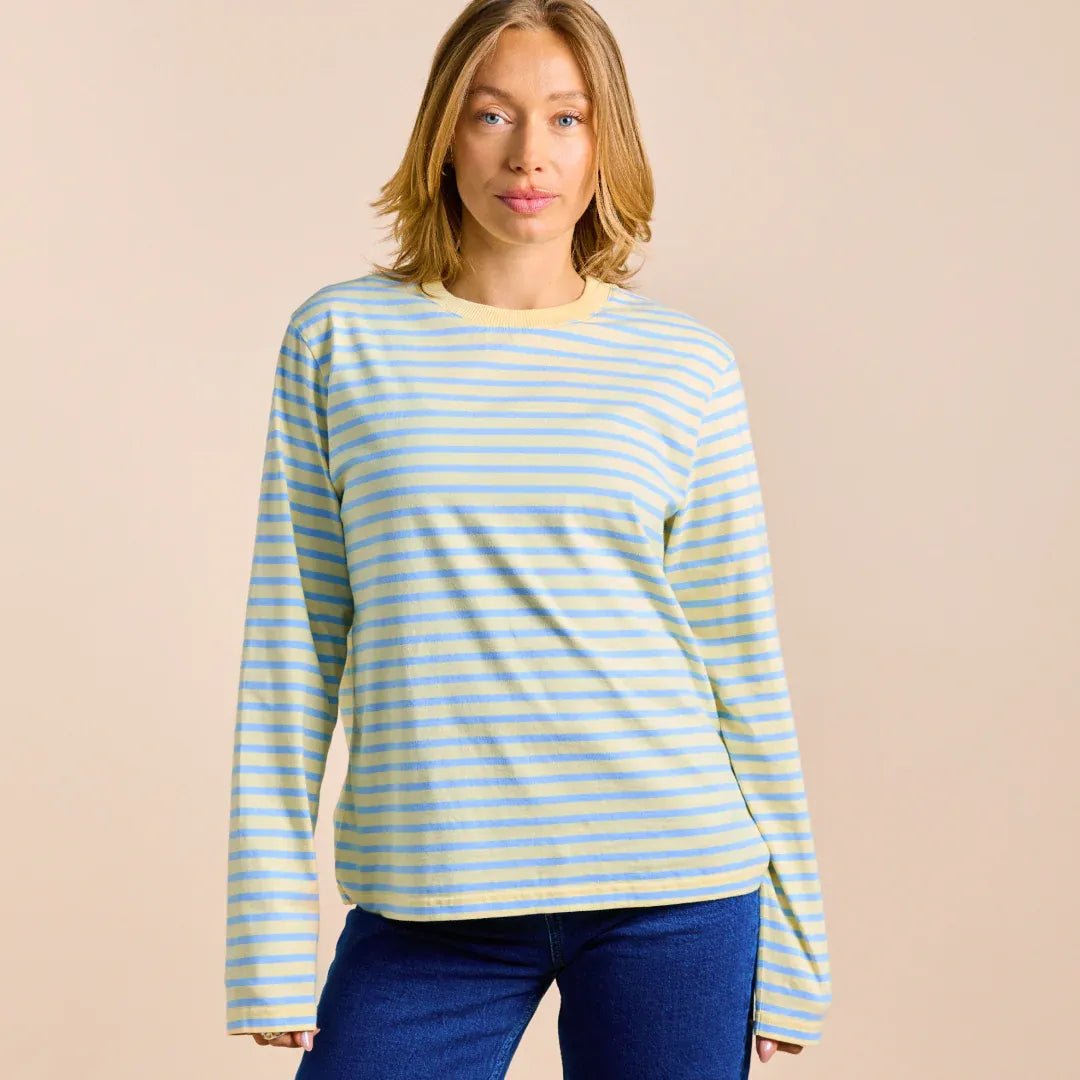 popeia - Langarmshirt Gestreift aus Bio - Baumwolle • Gelb/Hellblau - ROSA ECK