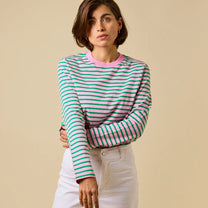 popeia - Langarmshirt Gestreift aus Bio - Baumwolle | Pink/Grün - Langarmshirt - ROSA ECK Concept Store