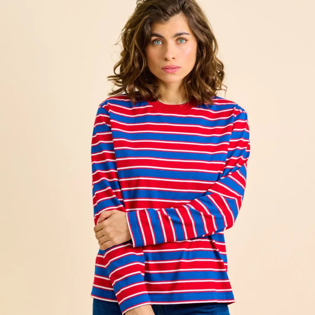 popeia - Langarmshirt Gestreift aus Bio - Baumwolle • Rot/Blau - ROSA ECK